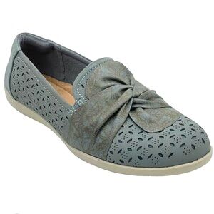 Earth Origins Shoes Size 11 M Blue Perforated Nubuck Scarf Slip On Flats Finley
